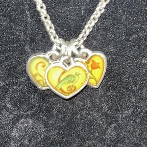 Brighton Picadilly Heart Toggle Bracelet Necklace Set Pouch Silver Enamel Design